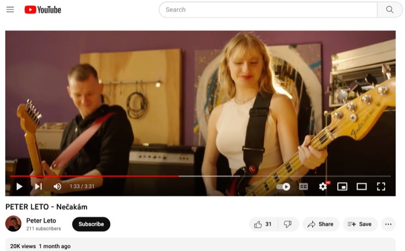 Videoklip Petra Leta na YouTube